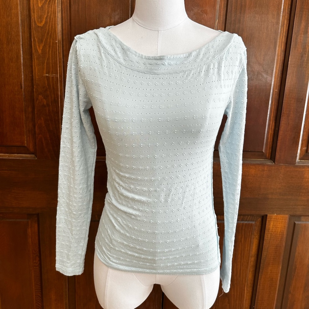 We the Free Light Blue Pointelle Top Long Sleeve